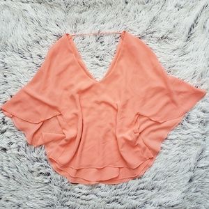 Bisou Bisou Orange Sheer Blouse